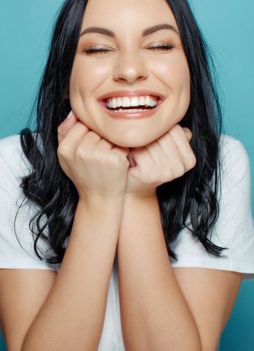 Lady smiles