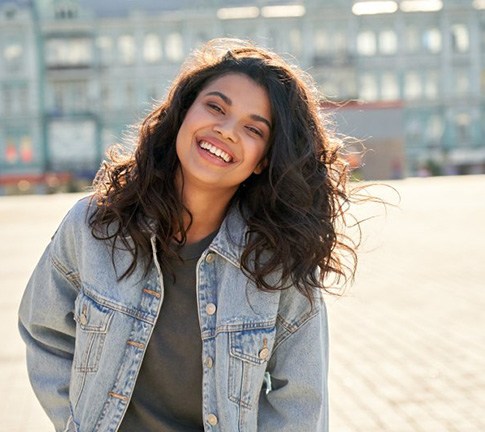 Teen smiles