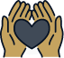 Animated hands holding a heart