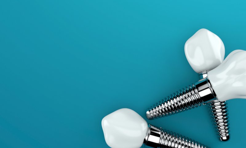 dental implants on blue background.